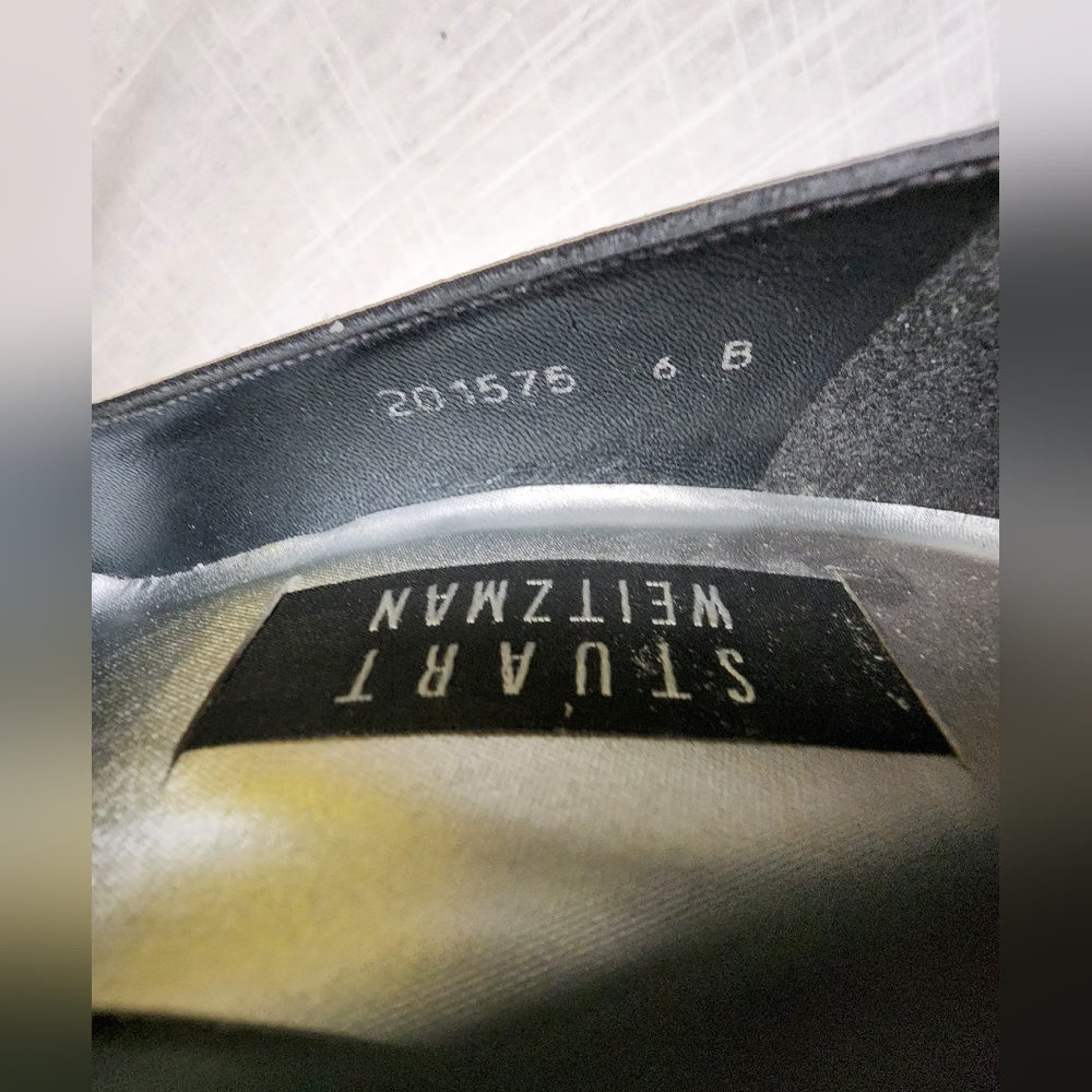 Stuart Weitzman Black Satin Crystal Pump Size 6 - Picture 9 of 9